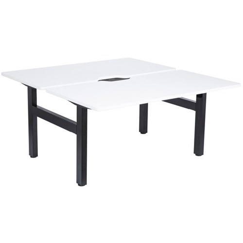 Emerge Fixed Height Back to Back Desk  Scallop Top 1500x730mm White/Black