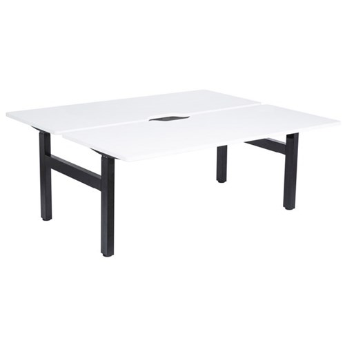 Emerge Fixed Height Back to Back Desk Scallop Top 1800x730mm White/Black