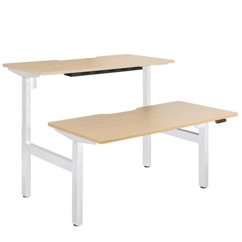 Emerge Electric Height Adjustable 2 User Desk 1500x750mm Beech Scallop/White