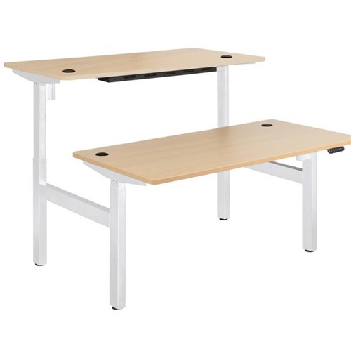 Emerge Electric Height Adjustable 2 User Desk 1500x750mm Beech/White