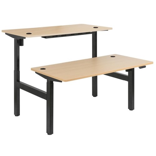 Emerge Electric Height Adjustable 2 User Desk 1500x750mm Beech/Black