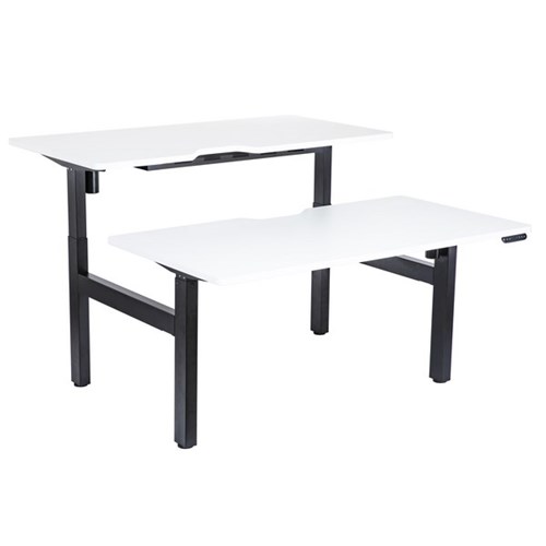 Emerge Electric Height Adjustable 2 User Desk 1500x750mm White Scallop/Black