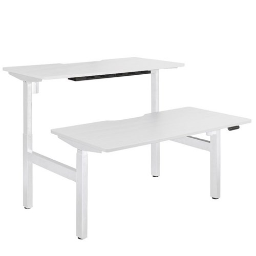 Emerge Electric Height Adjustable 2 User Desk 1500x750mm White Scallop/White