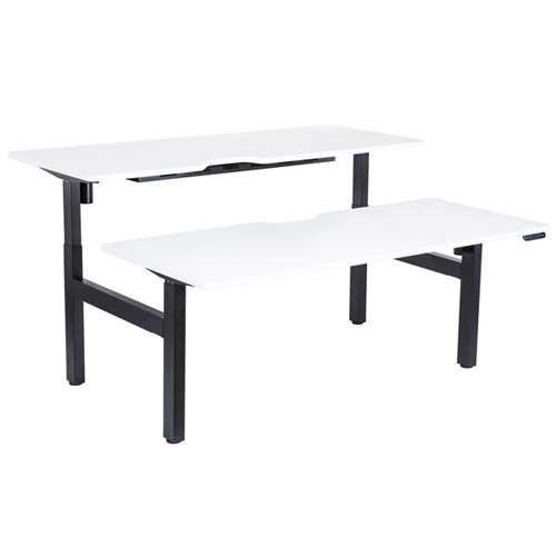 Emerge Electric Height Adjustable 2 User Desk 1800x800mm White Scallop/Black