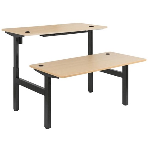 Emerge Combination Fixed Height & Electric Height Adjustable Back To Back Desks 1500mm Beech/Black