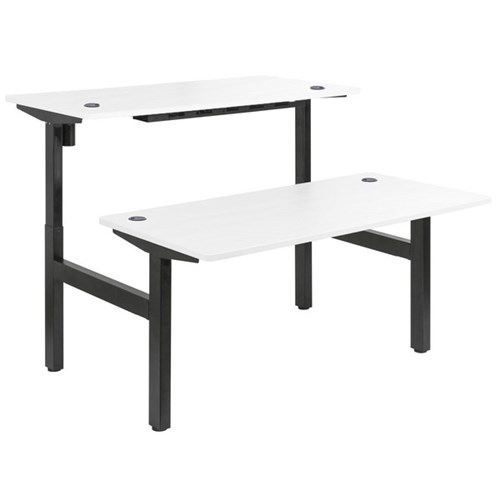 Emerge Combination Fixed Height & Electric Height Adjustable Back To Back Desks 1500mm White/Black