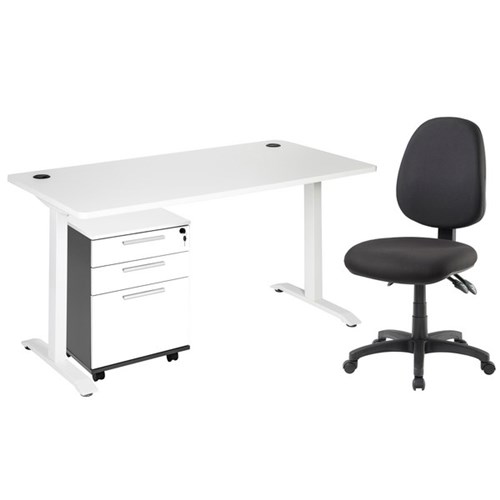 Emerge Desk, Mobile And Advance Chair Bundle White/Ironstone