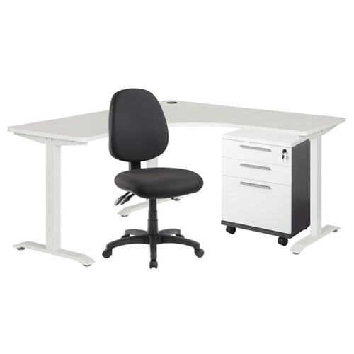 Amplify Workstation, Emerge Mobile And Advance Chair Bundle White/Ironstone