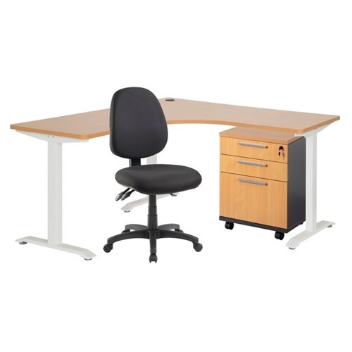 Amplify Workstation, Emerge Mobile And Advance Chair Bundle Beech/Ironstone