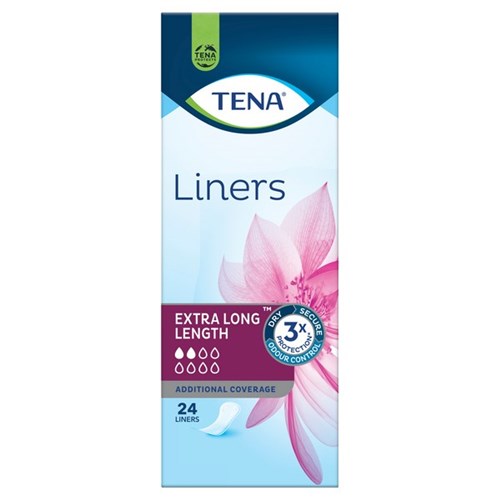 TENA Continence Liners Extra Long Length, Pack of 24