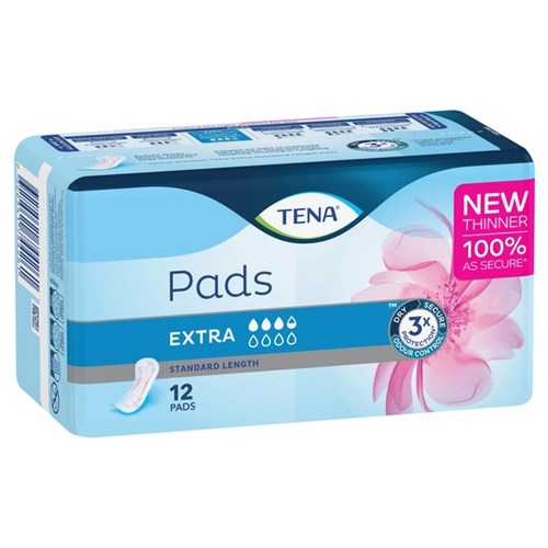 TENA Extra Continence Pads Standard Length, Pack of 12