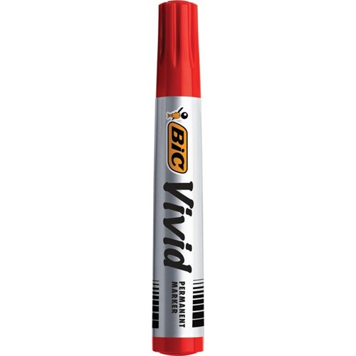 BIC Ecolutions Vivid Red Permanent Markers Bullet Tip, Box of 12