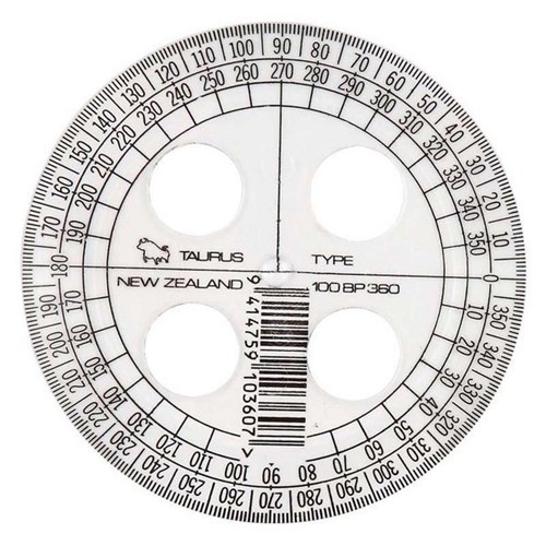 Taurus Round Protractor 360 degrees 10cm