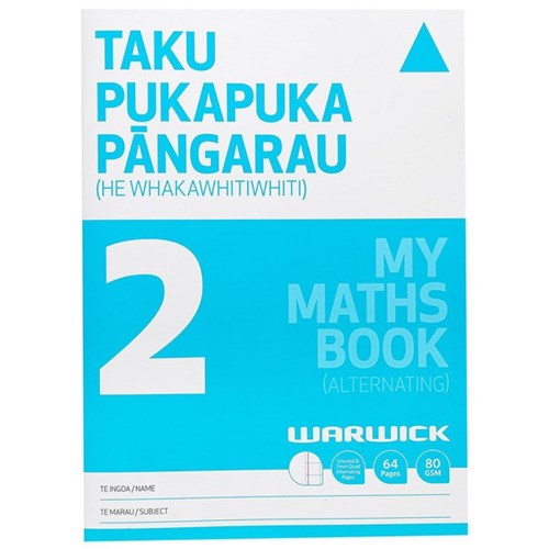 Warwick My Maths Book 2 Taku Pukapuka Pangarau 7mm Quad Alternating Pages 32 Leaves