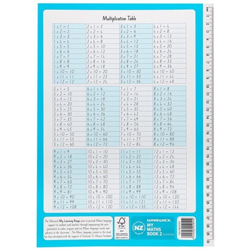 Warwick My Maths Book 2 Taku Pukapuka Pangarau 7mm Quad Alternating Pages 32 Leaves