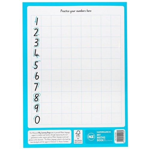 Warwick My Maths Book 1 Taku Pukapuka Pangarau 10mm Quad Alternating Pages 32 Leaves