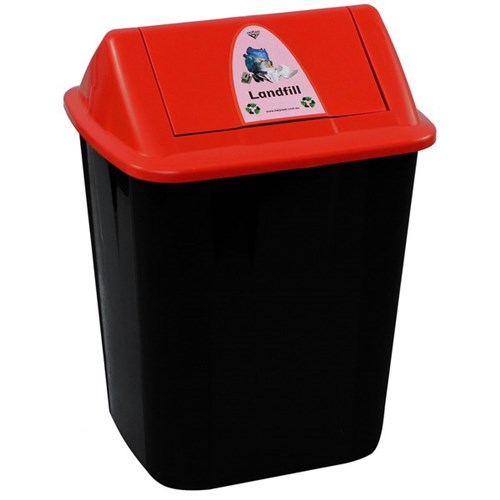 Italplast Waste Rubbish Bin 32L Black/Red