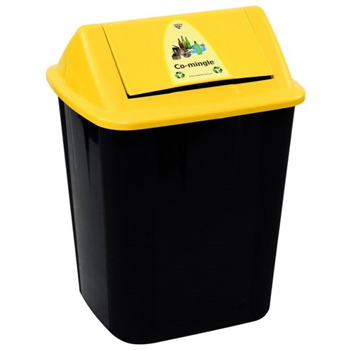 Italplast Co-Mingle Rubbish Bin 32L Black/Yellow