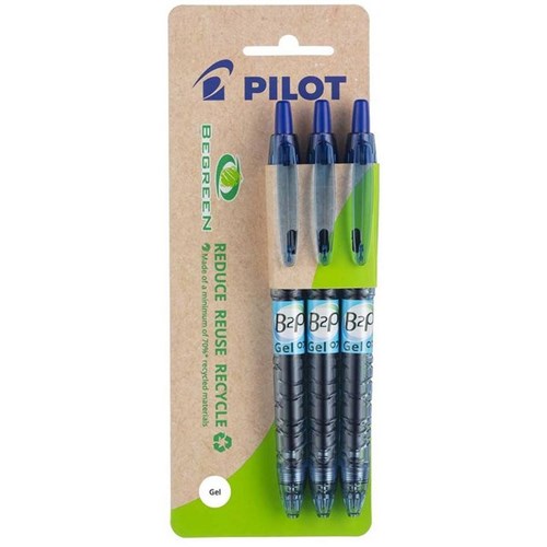 Pilot BeGreen B2P Blue Rollerball Pen 0.7mm Fine Tip, Pack of 3