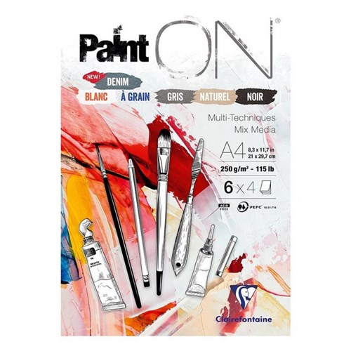 Clairefontaine PaintON Pad Assorted A4 250gsm 24 Sheet