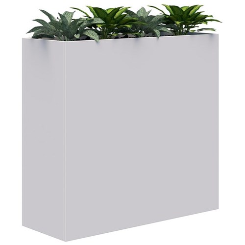 Fiord Planter Including Artificial Plants 1200x1200mm White/Plants