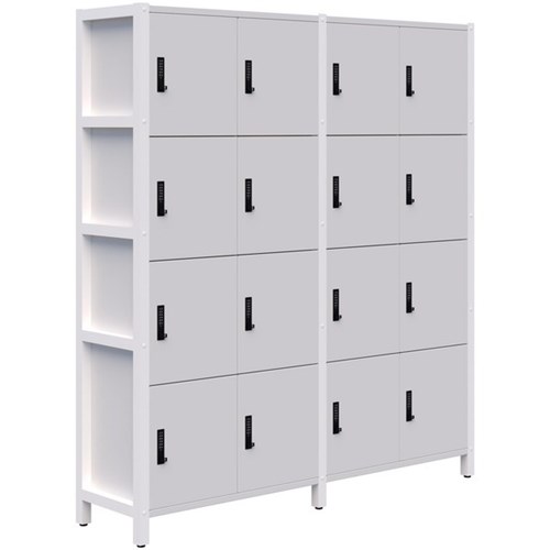 Grid 40 Locker Module Digital Locking 16 Door Locker 1720x1890mm Snow Velvet/White