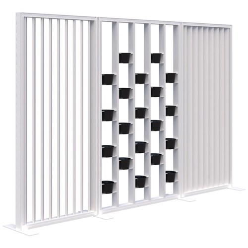 Connect Freestanding Angled Fin/Plant Wall Room Divider 3000x1890mm Snow Velvet/White