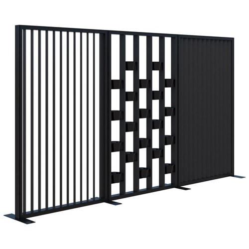 Connect Freestanding Angled Fin/Plant Wall Room Divider 3600x1890mm Black/Black 