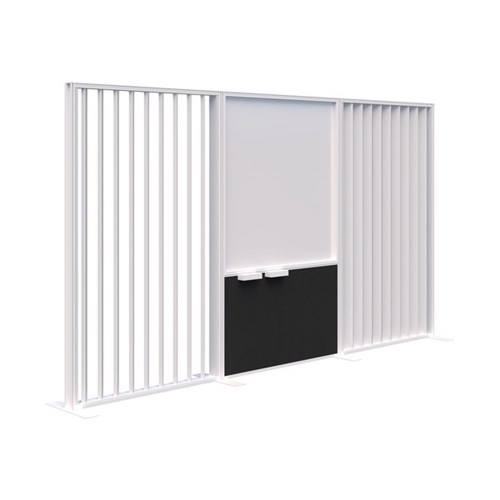 Connect Freestanding Angled Fin/Whiteboard Room Divider 3600x1890mm Snow Velvet/White