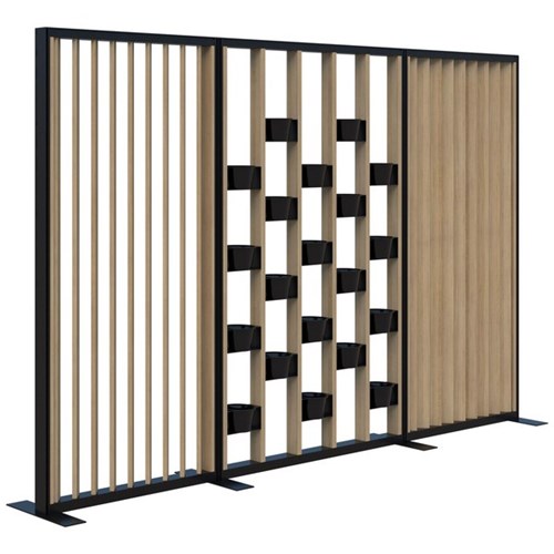 Connect Freestanding Angled Fin/Plant Wall Room Divider 3000x1890mm Classic Oak/Black