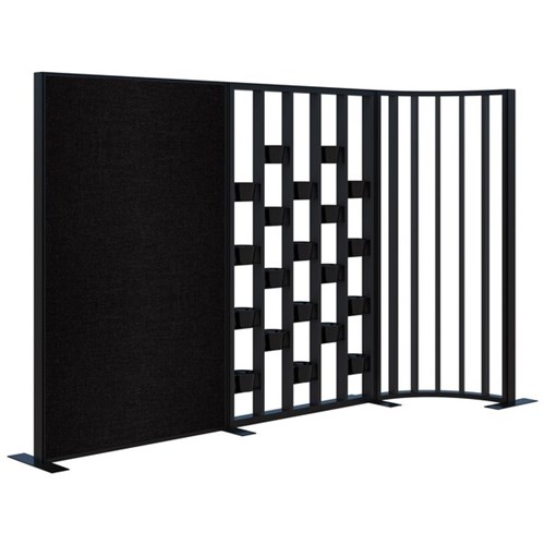 Connect Freestanding Fabric/Plant Wall/Curved Fin Room Divider 3025x1890mm Black/Black/Ebony