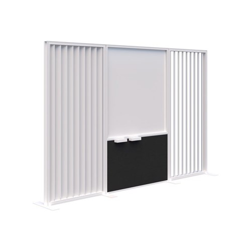 Connect Freestanding Angled Fin/Whiteboard Room Divider 3000x1890mm Snow Velvet/White
