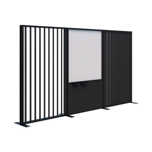 Connect Freestanding Angled Fin/Whiteboard Room Divider 3600x1890mm Black/Black