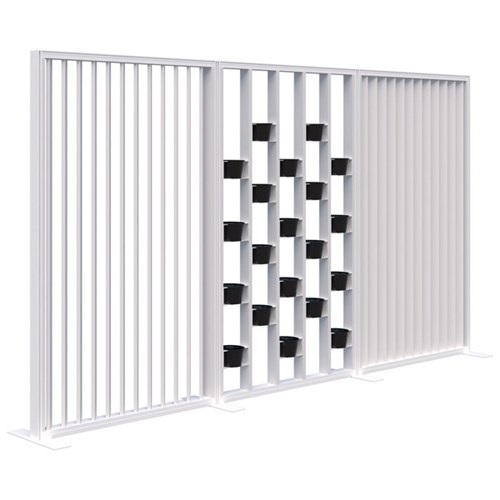 Connect Freestanding Angled Fin/Plant Wall Room Divider 3600x1890mm Snow Velvet/White