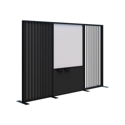 Connect Freestanding Angled Fin/Whiteboard Room Divider 3000x1890mm Black/Black