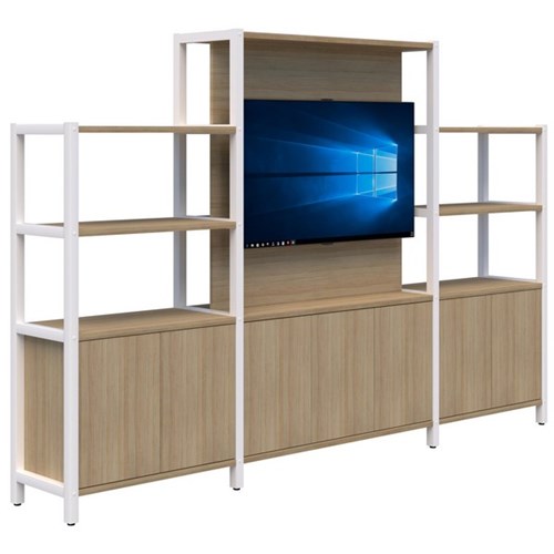 Grid 40 TV Open Display Wall Unit 2960x1500/1890mm Classic Oak/White