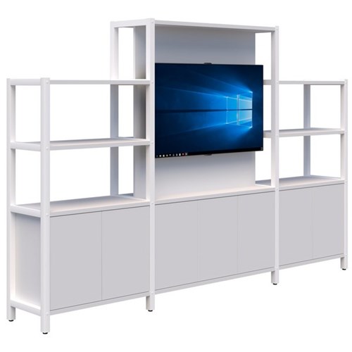 Grid 40 TV Open Display Wall Unit 2960x1500/1890mm Snow Velvet/White