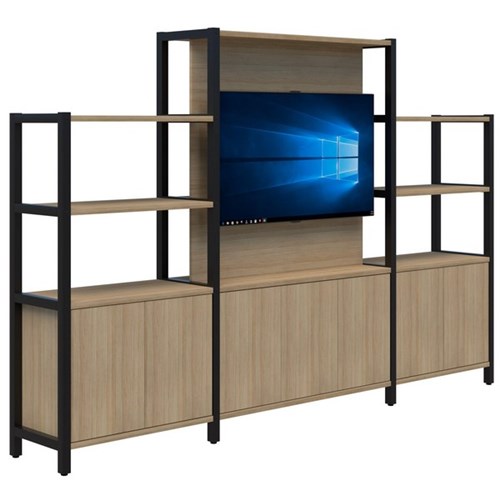 Grid 40 TV/ Open Display Wall Unit 2960x1500/1890mm Classic Oak/Black