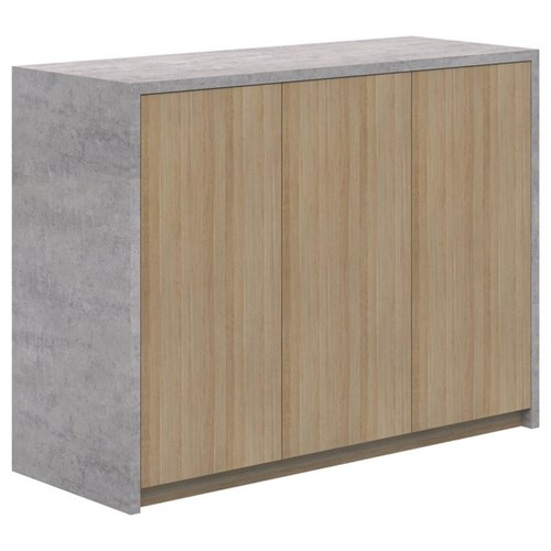 Block Credenza 1200x900mm Cured Concrete/Classic Oak