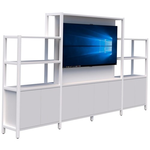 Grid 40 TV Open Display Wall Unit 3360x1500/1890mm Snow Velvet/White