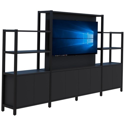 Grid 40 TV Open Display Wall Unit 3360x1500/1890mm Black/Black