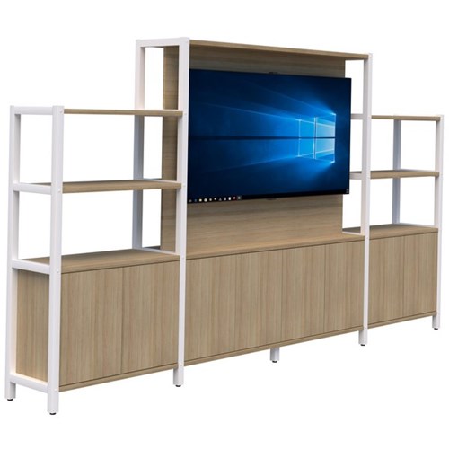 Grid 40 TV Open Display Wall Unit 3360x1500/1890mm Classic Oak/White