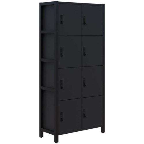 Grid 40 Locker Module Digital Locking 8 Door Locker 880x1890mm Black/Black