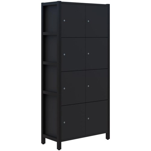 Grid 40 Locker Module Keyed Locking 8 Door Locker 880x1890mm Black/Black