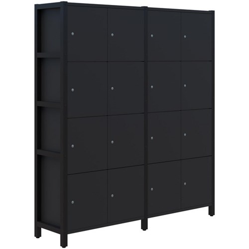 Grid 40 Locker Module Keyed Locking 16 Door Locker 1720x1890mm Black/Black