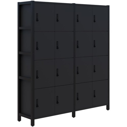 Grid 40 Locker Module Digital Locking 16 Door Locker 1720x1890mm Black/Black