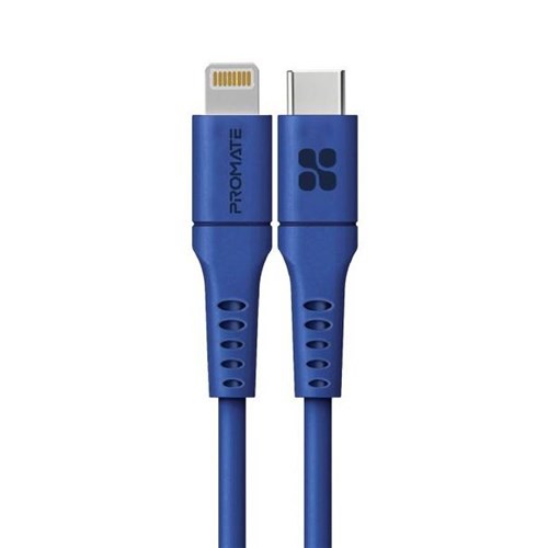 Promate Non-MFi 20W PD USB-C to Lightning Charge and Sync Cable 1.2m Blue