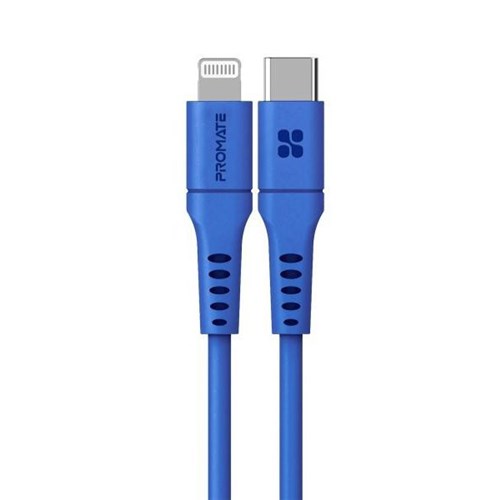 Promate Non-MFi 20W PD USB-C to Lightning Charge and Sync Cable 3m Blue