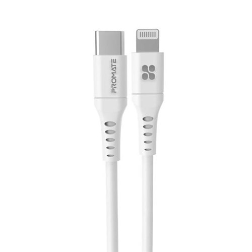 Promate Non-MFi 20W PD USB-C to Lightning Charge and Sync Cable 3m White