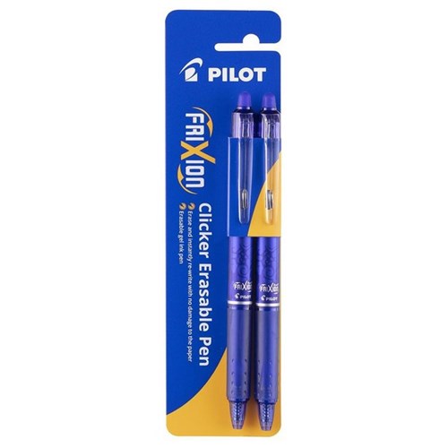 Pilot Frixion Blue Clicker Erasable Rollerball Gel Pen 0.7mm Fine Tip, Pack of 2